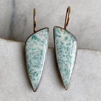 Amazonite & Opalized Wood Earrings
